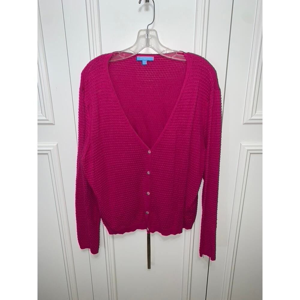 Draper‎ James Women's XXL Hot Pink V-Neck Cardigan Sweater